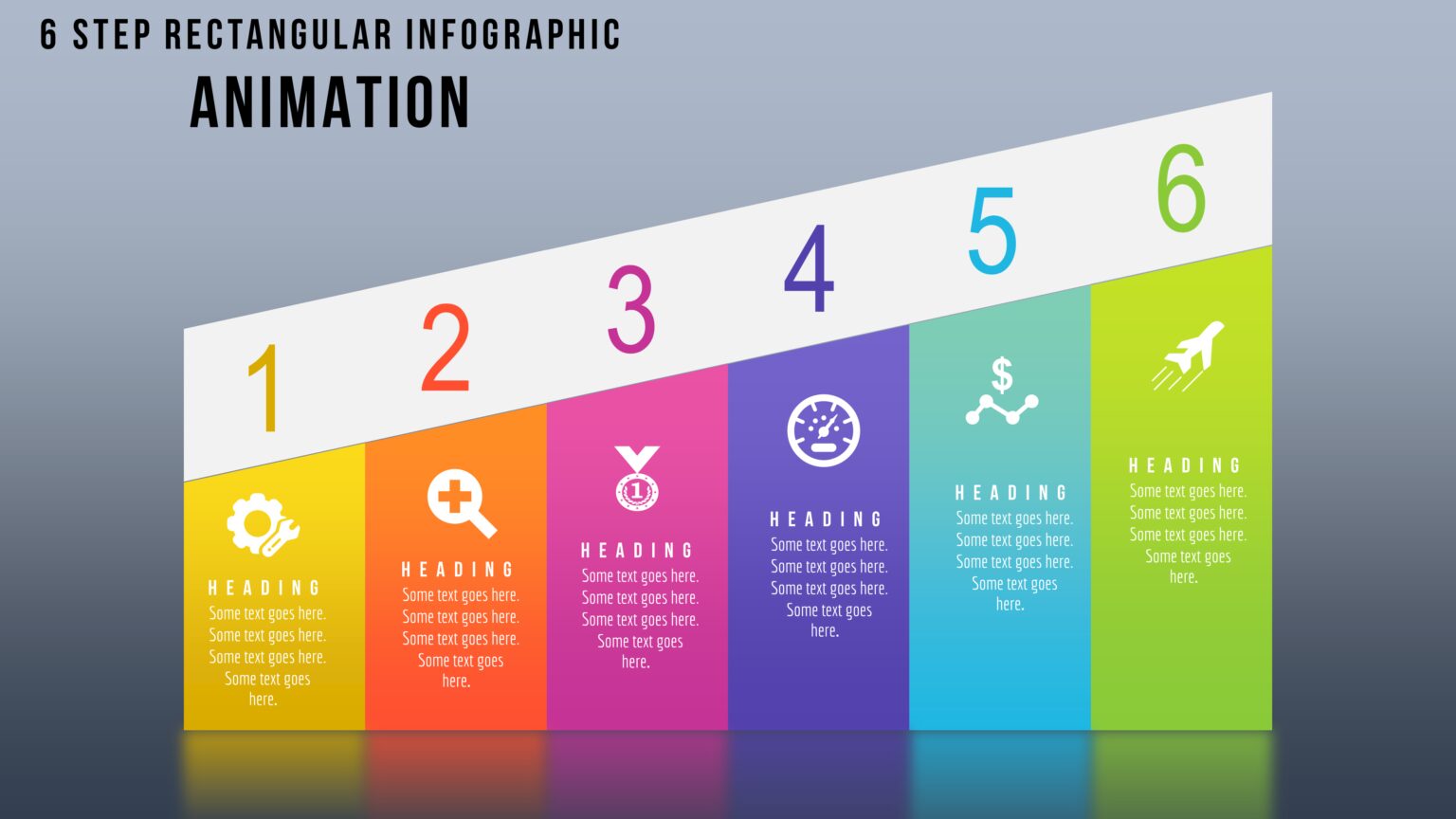 44 PowerPoint 6 Step Rectangular Infographic Animation PowerUP With