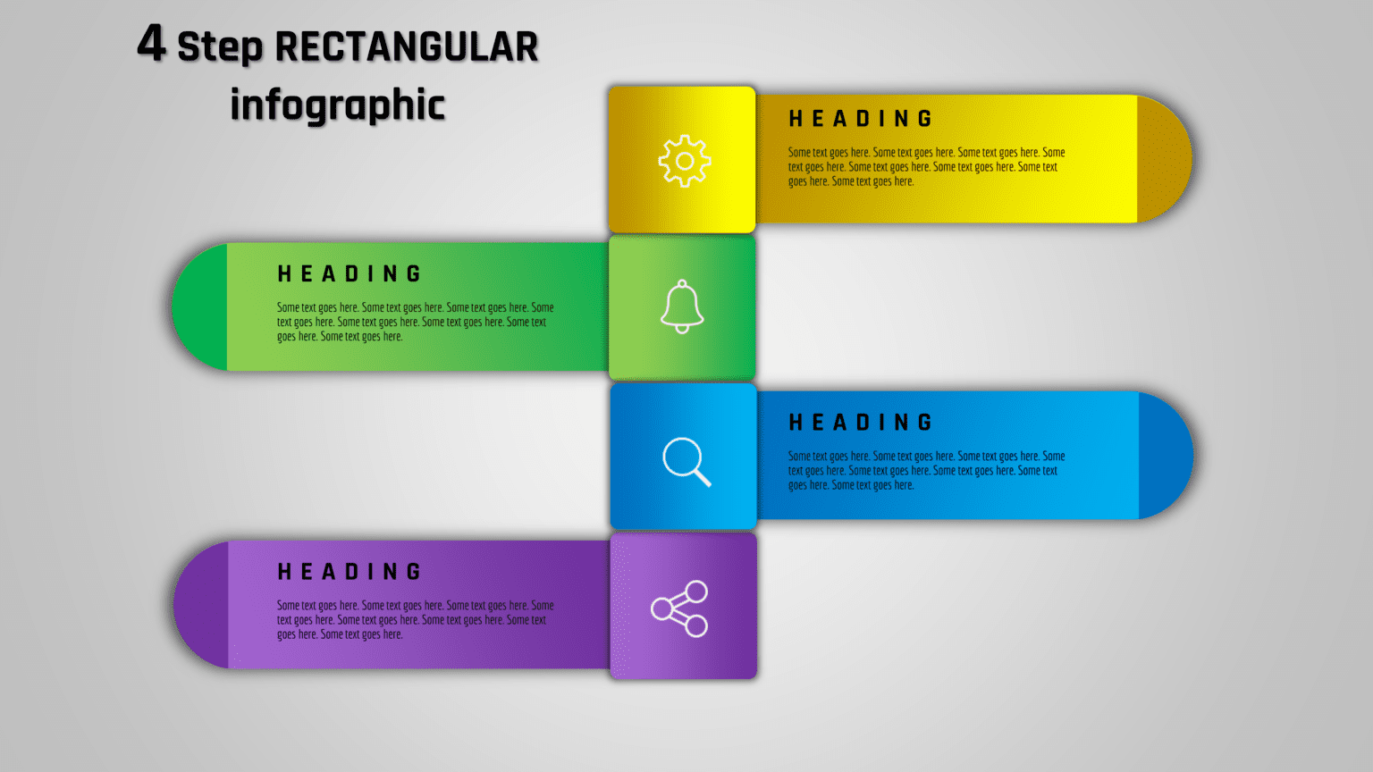 31.PowerPoint 4 Step RECTANGULAR Infographic - PowerUP With POWERPOINT