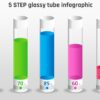12.PowerPoint 5 step GLASSY TUBES infographic