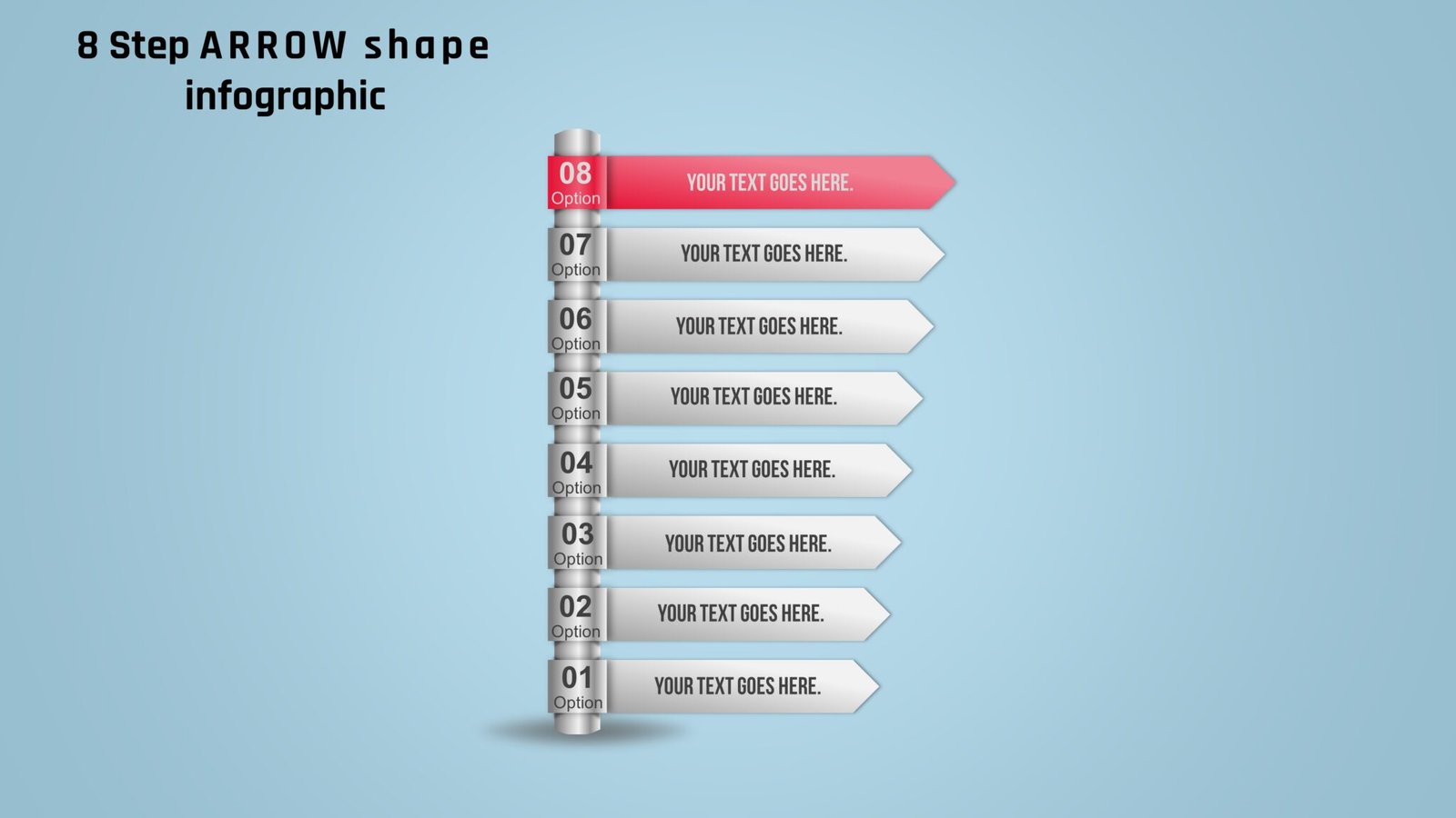 24.PowerPoint 8 Step Arrow Shape infographic - PowerUP with POWERPOINT