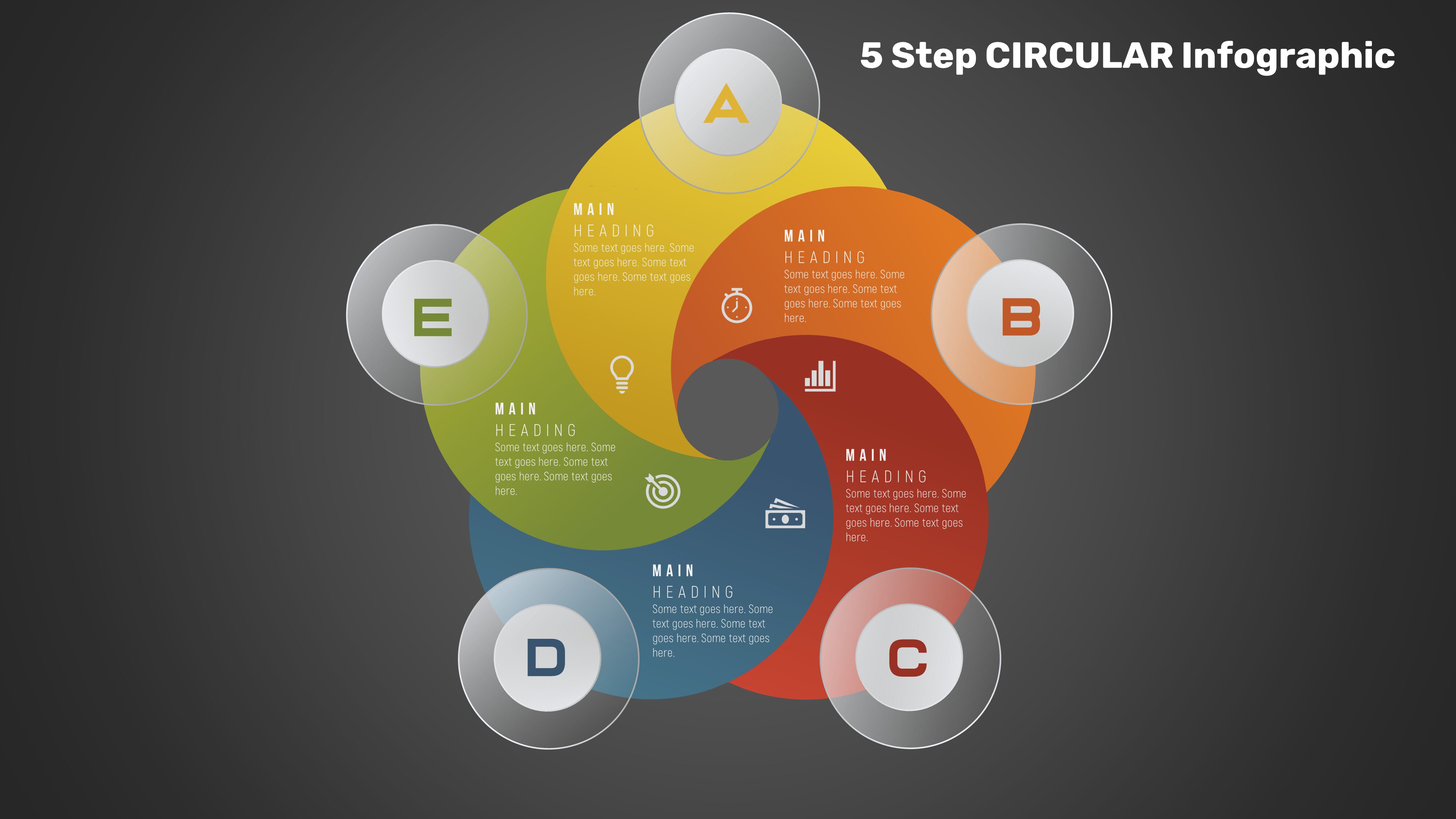 30powerpoint 5 Step Circular Infographic Powerup With Powerpoint 0678