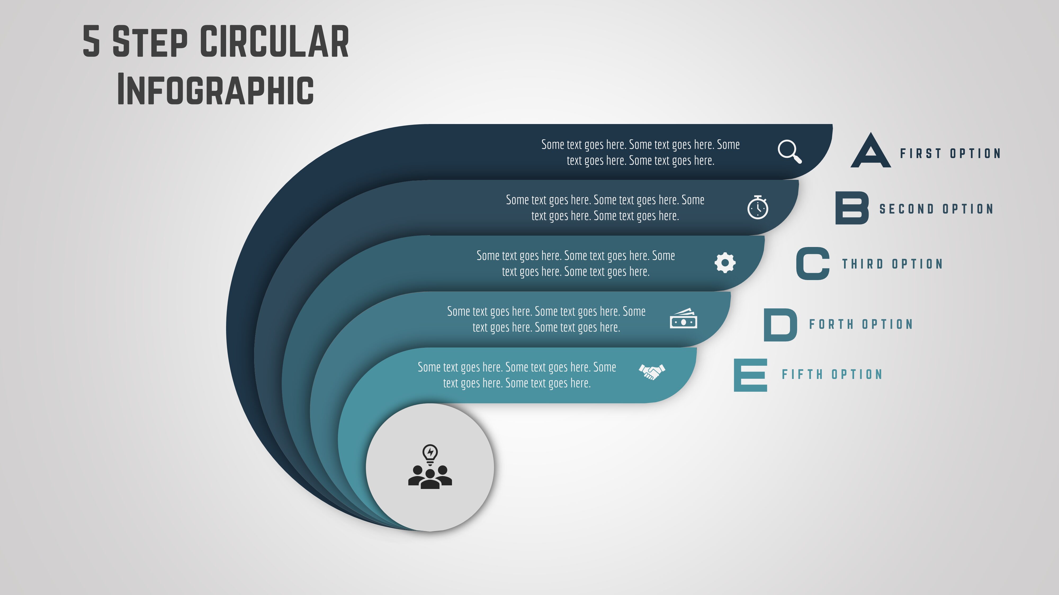 17 Powerpoint 5 Step Circular Infographic Powerup Wit 6540