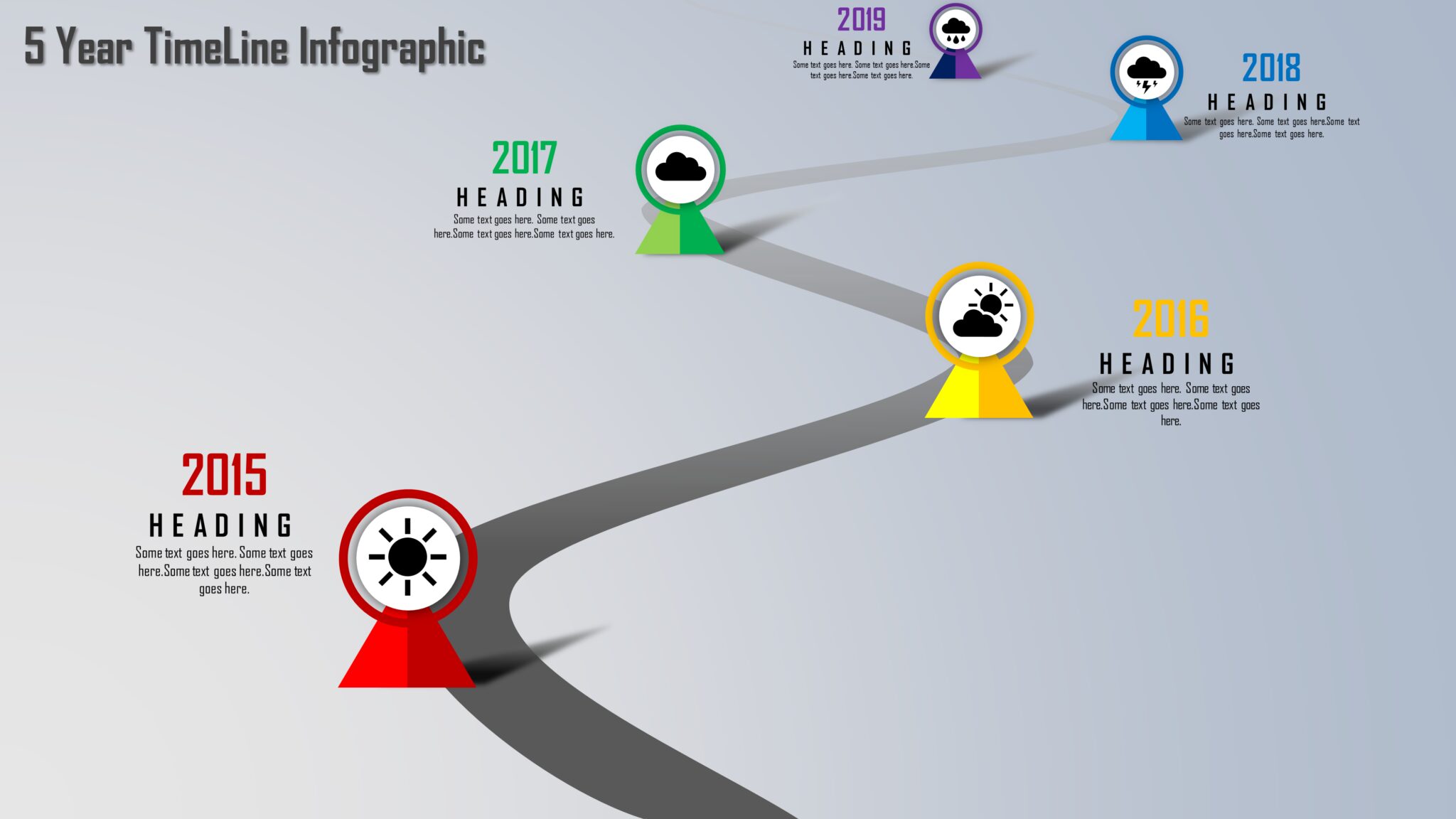 5.PowerPoint 5 Year Timeline Infographic - PowerUP with POWERPOINT