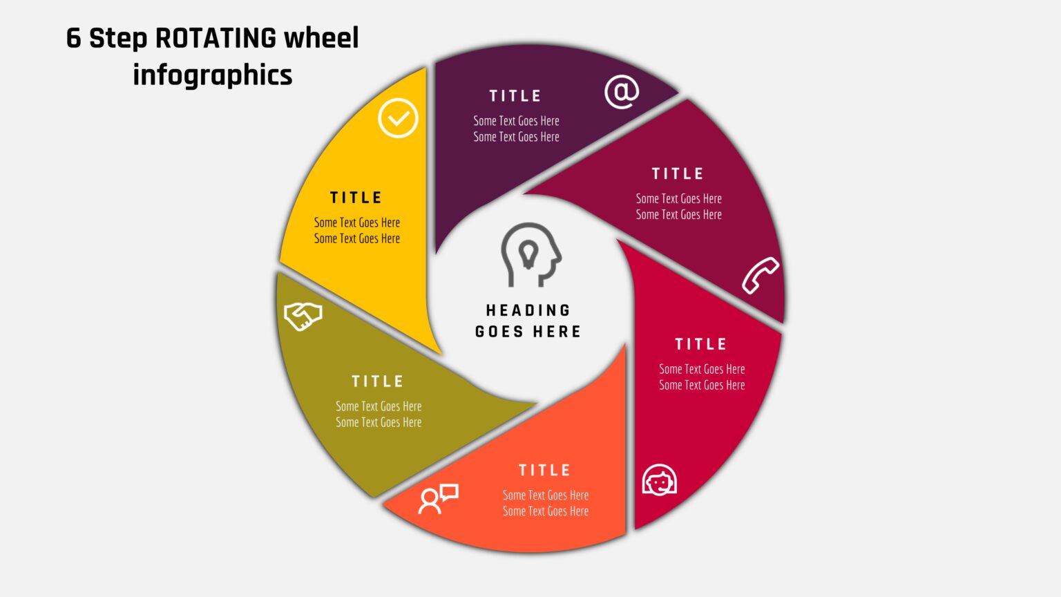 5.PowerPoint 6 Steps ROTATING WHEEL infographic - PowerUP with POWERPOINT