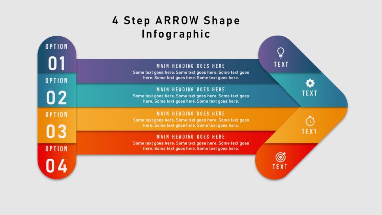 51.PowerPoint 4 Step ARROW Shape Infographic - PowerUP with POWERPOINT