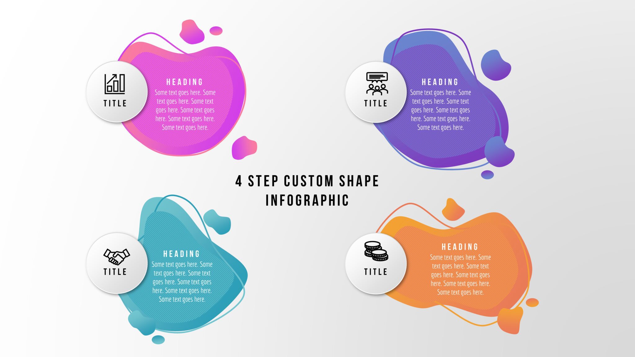 60.PowerPoint 4 Step Custom Shape Infographic - PowerUP With POWERPOINT