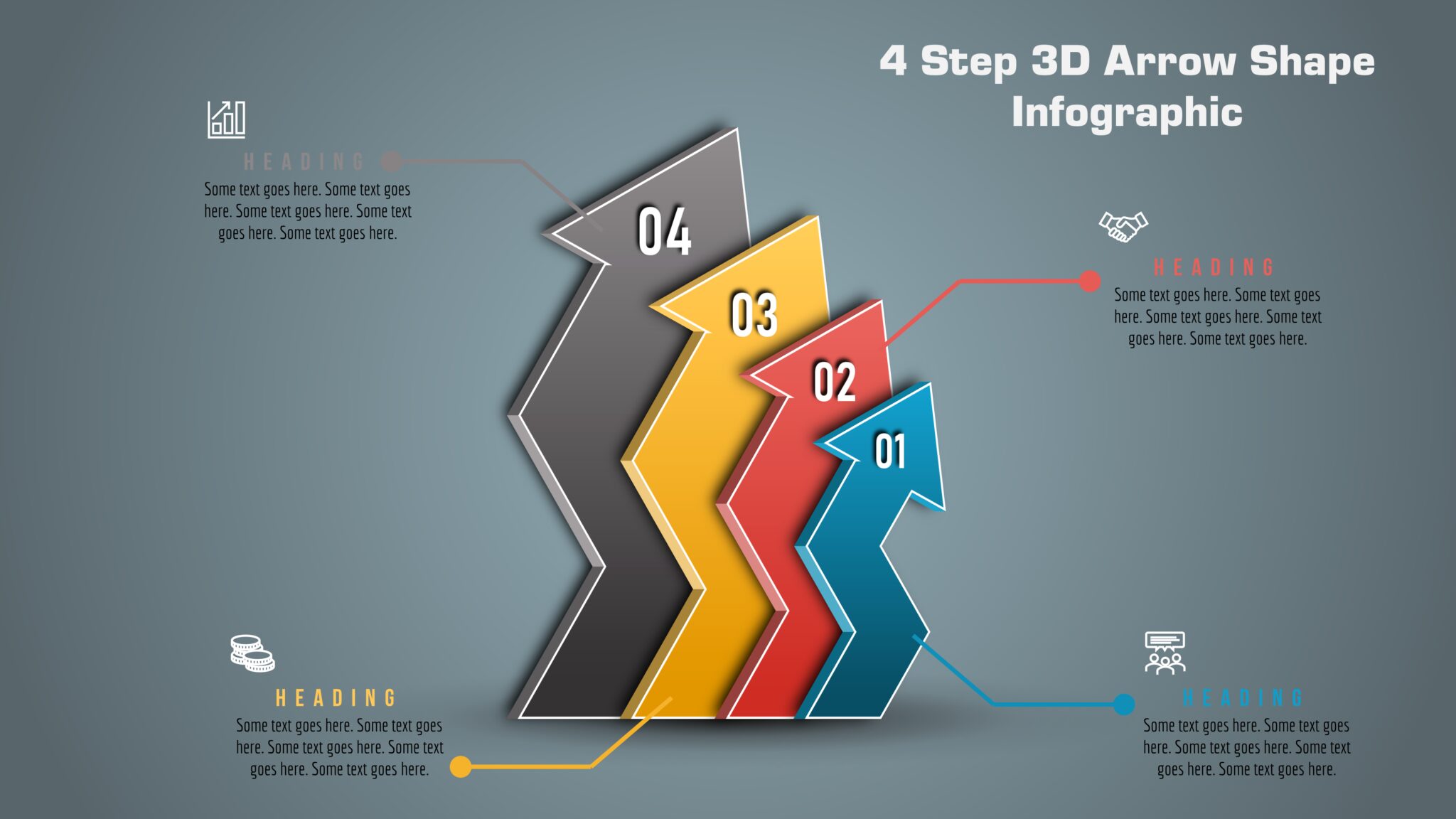 66 Powerpoint 4 Step 3d Arrow Shape Infographic Powerup With Powerpoint