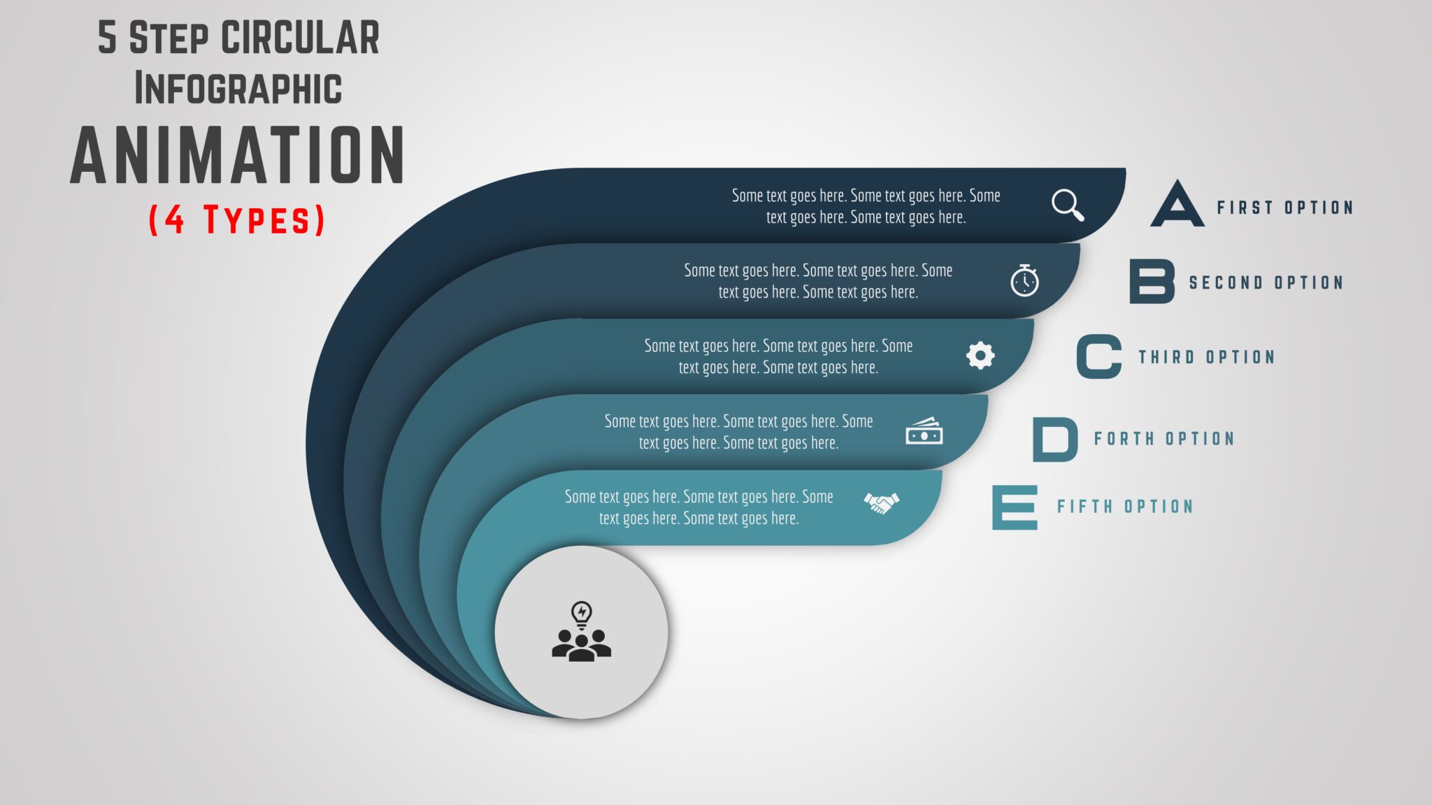 75 Powerpoint 5 Step Circular Infographic Powerup With Powerpoint