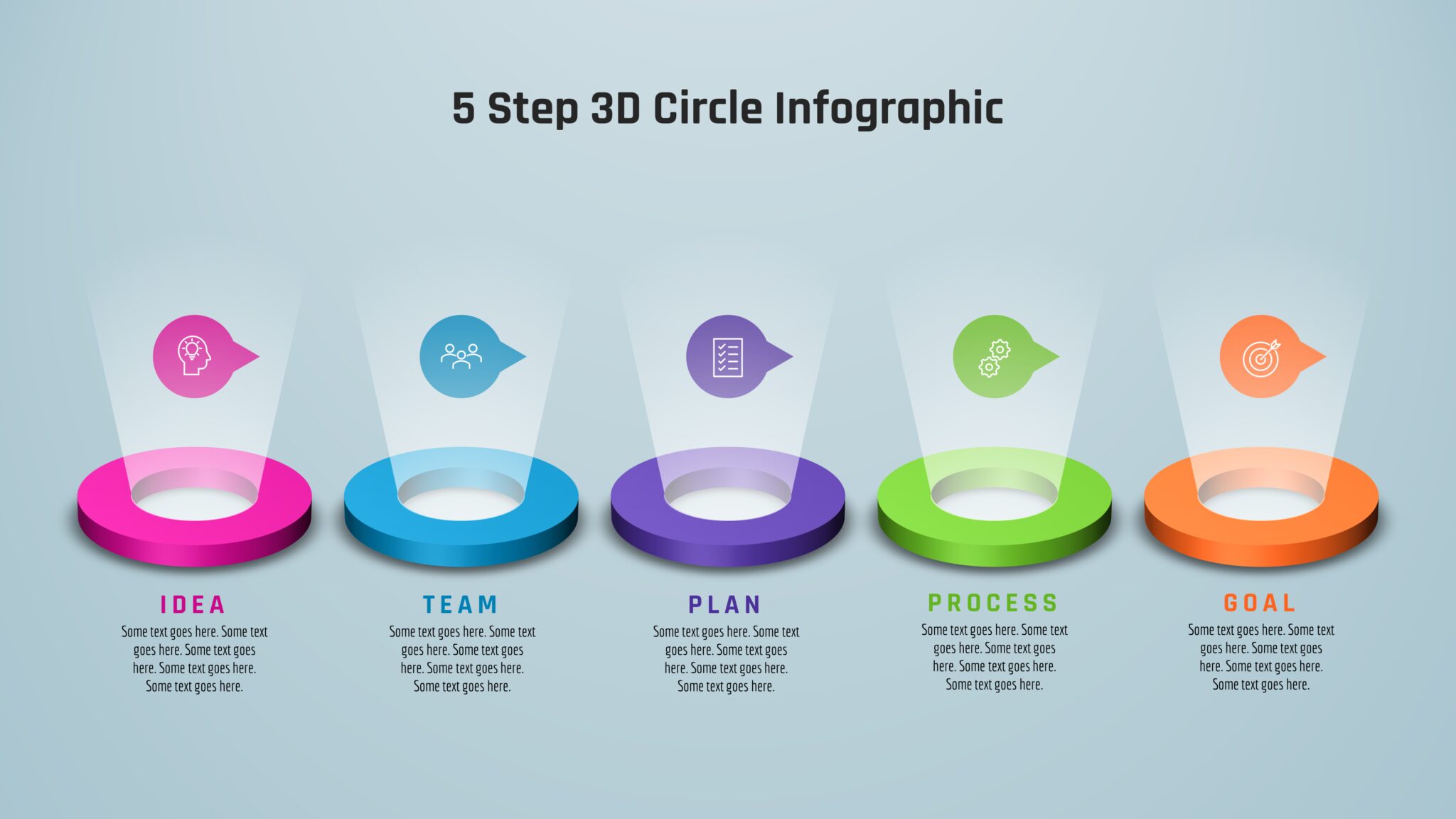 70 Powerpoint Presentation With 5 Step 3d Circle Infographic Powerup