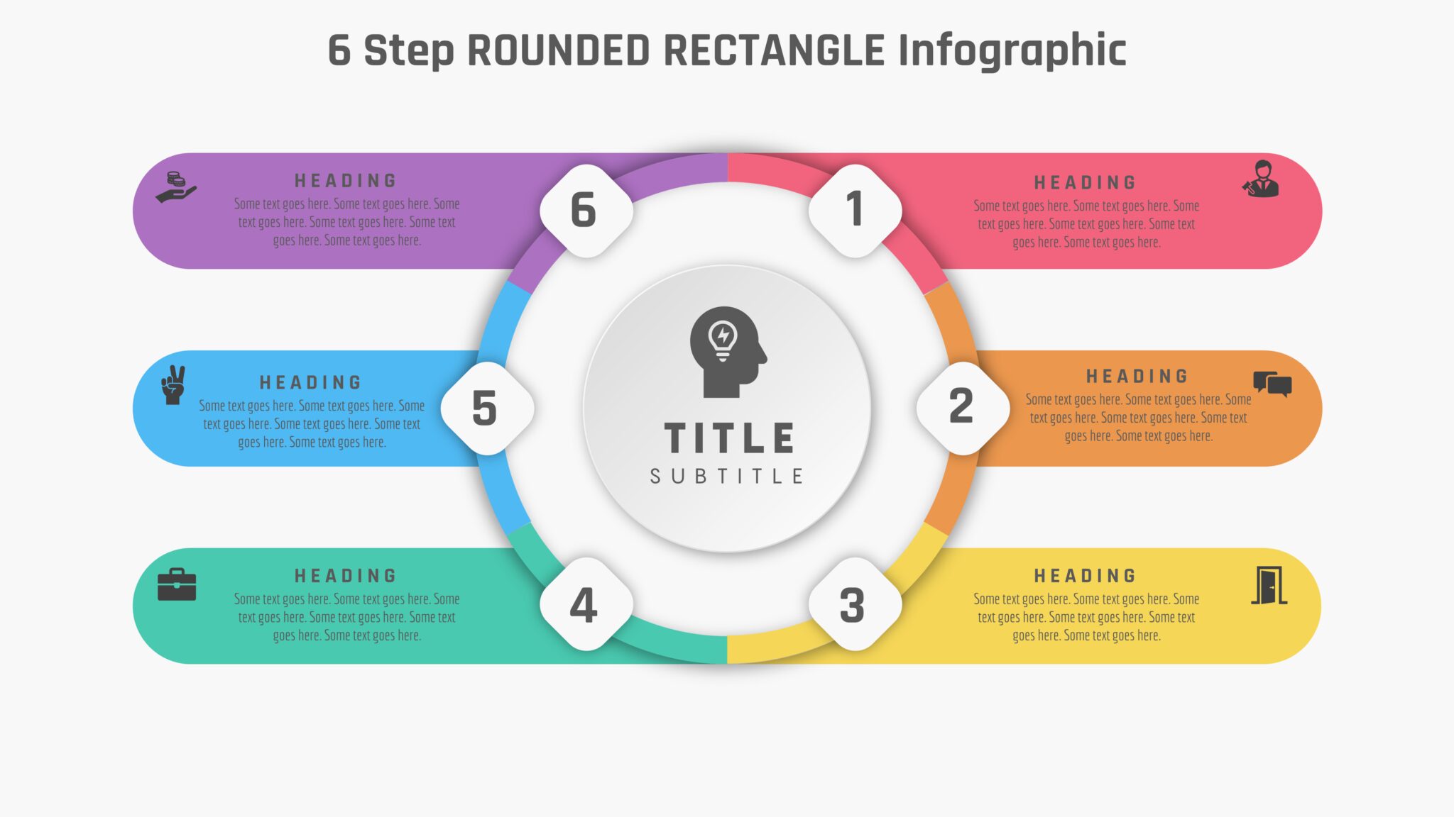 52.powerpoint Presentation With 6 Step Rounded Rectangle Infographic 