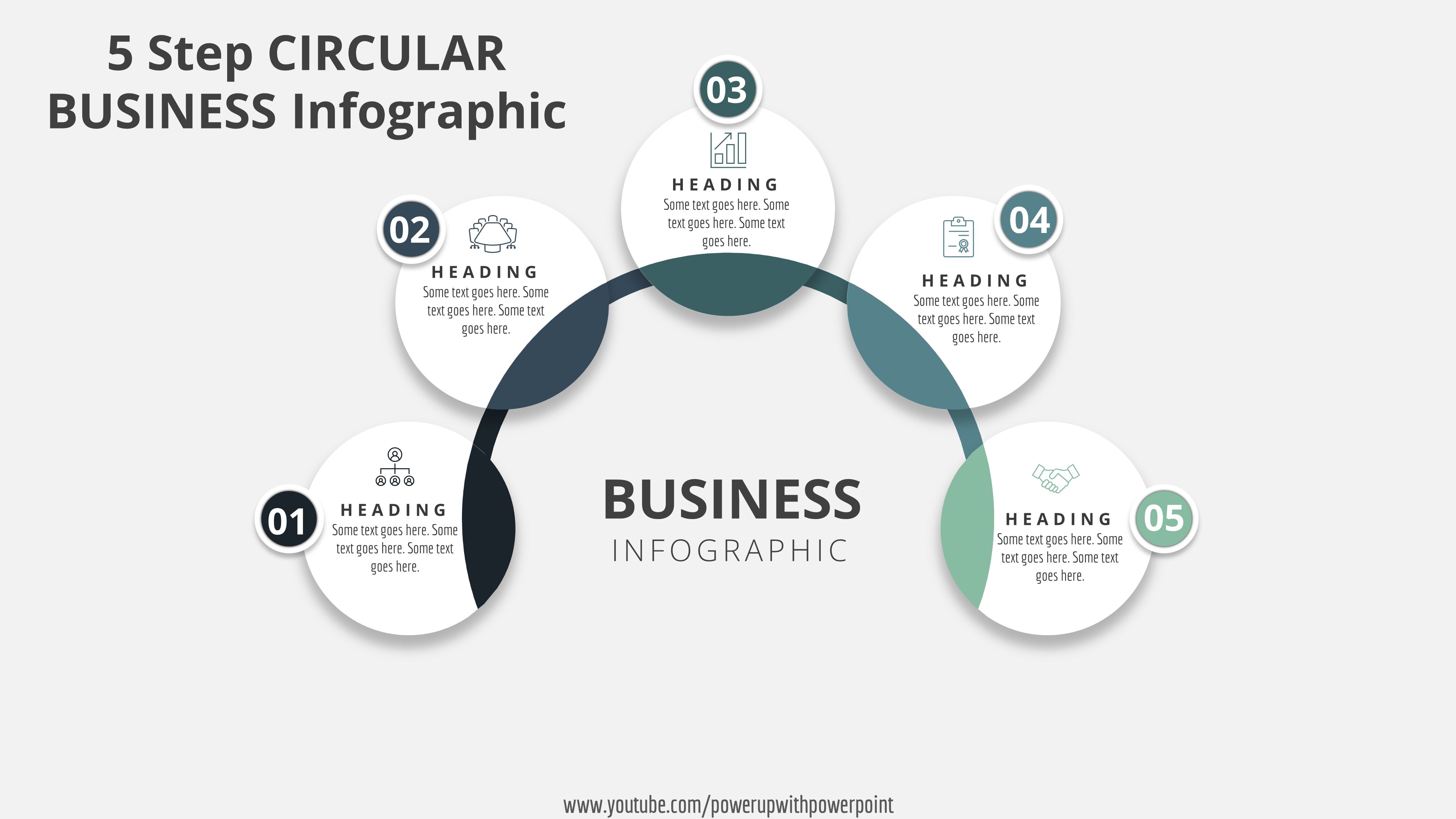50 Powerpoint 5 Step Circular Infographic Powerup Wit 3740