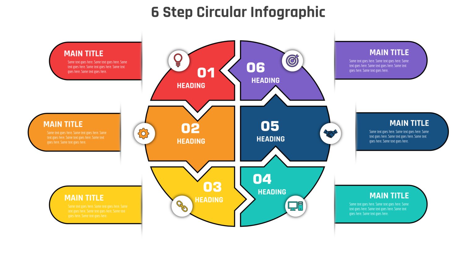 64.PowerPoint 6 Step Circular Infographic - PowerUP With POWERPOINT