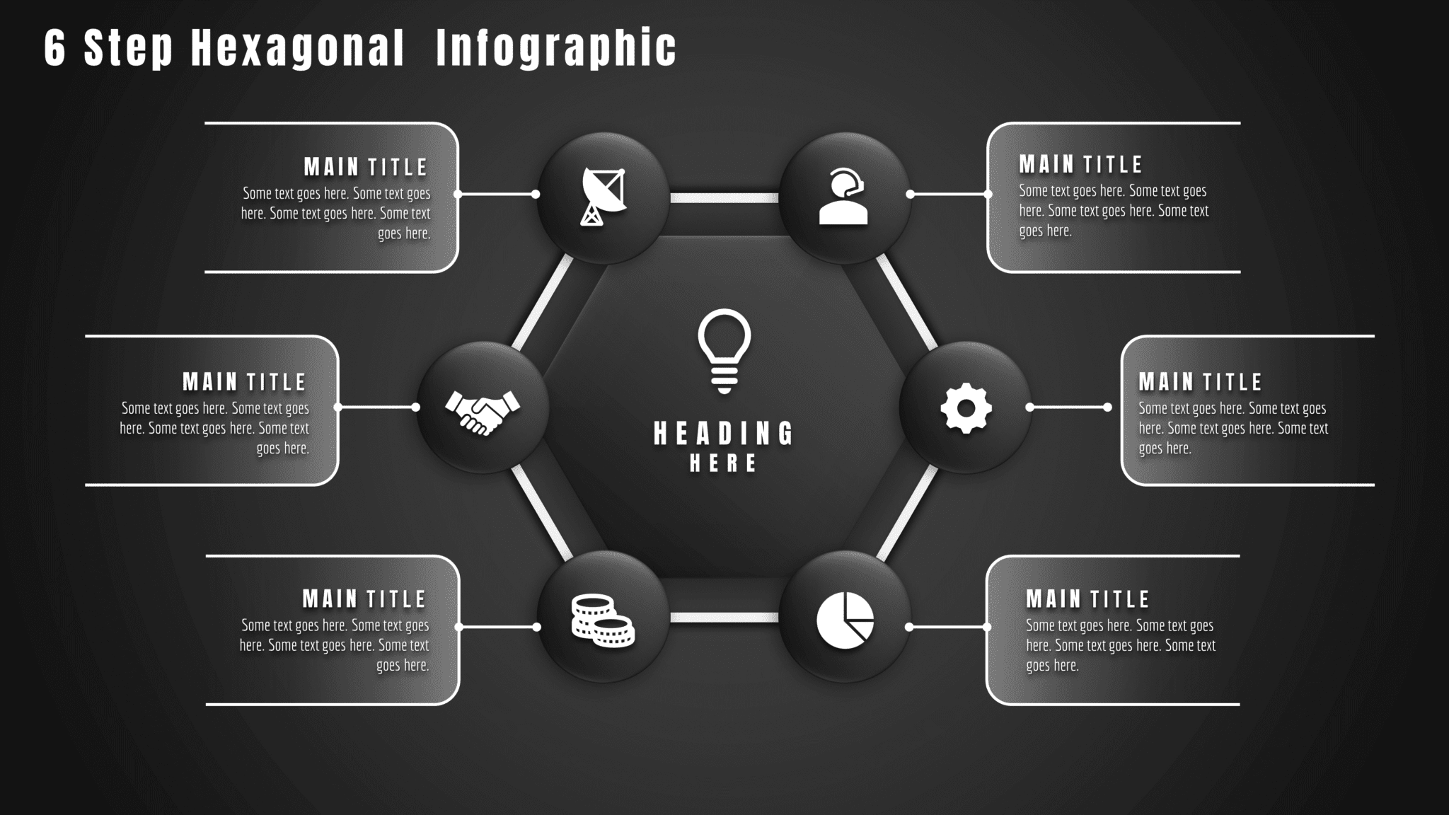 69.PowerPoint 6 Step Hexagonal Infographic - PowerUP With POWERPOINT