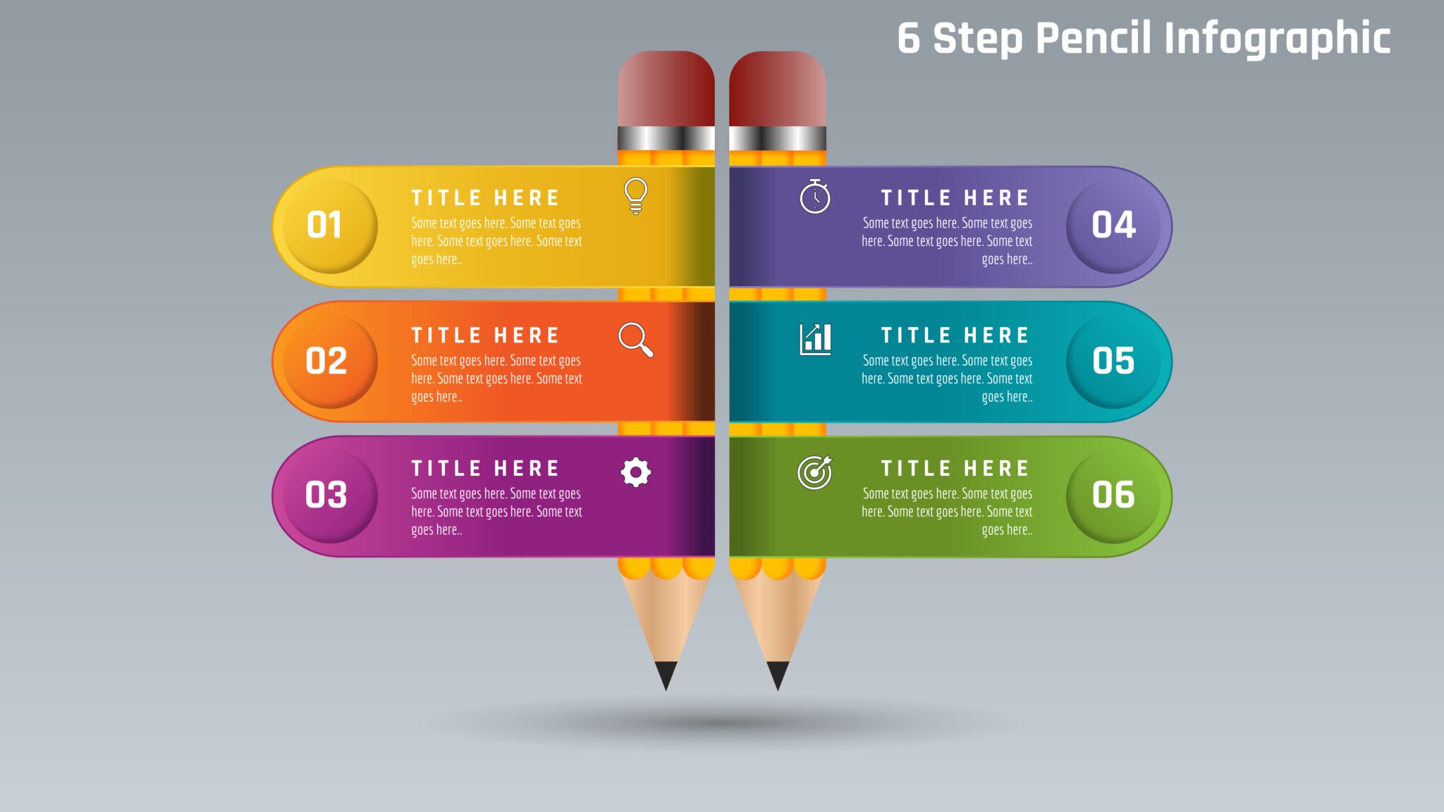 79.PowerPoint 6-Step Pencil Infographic - PowerUP With POWERPOINT