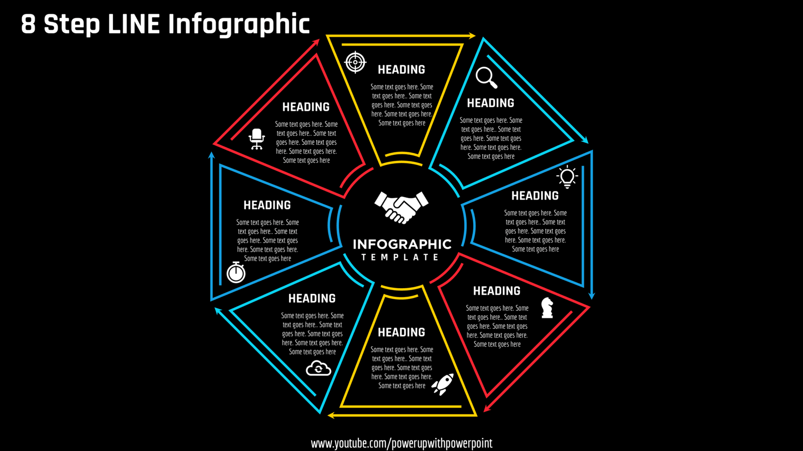 Download PowerPoint 8 Option LINE Infographic #57 – PowerUP with POWERPOINT